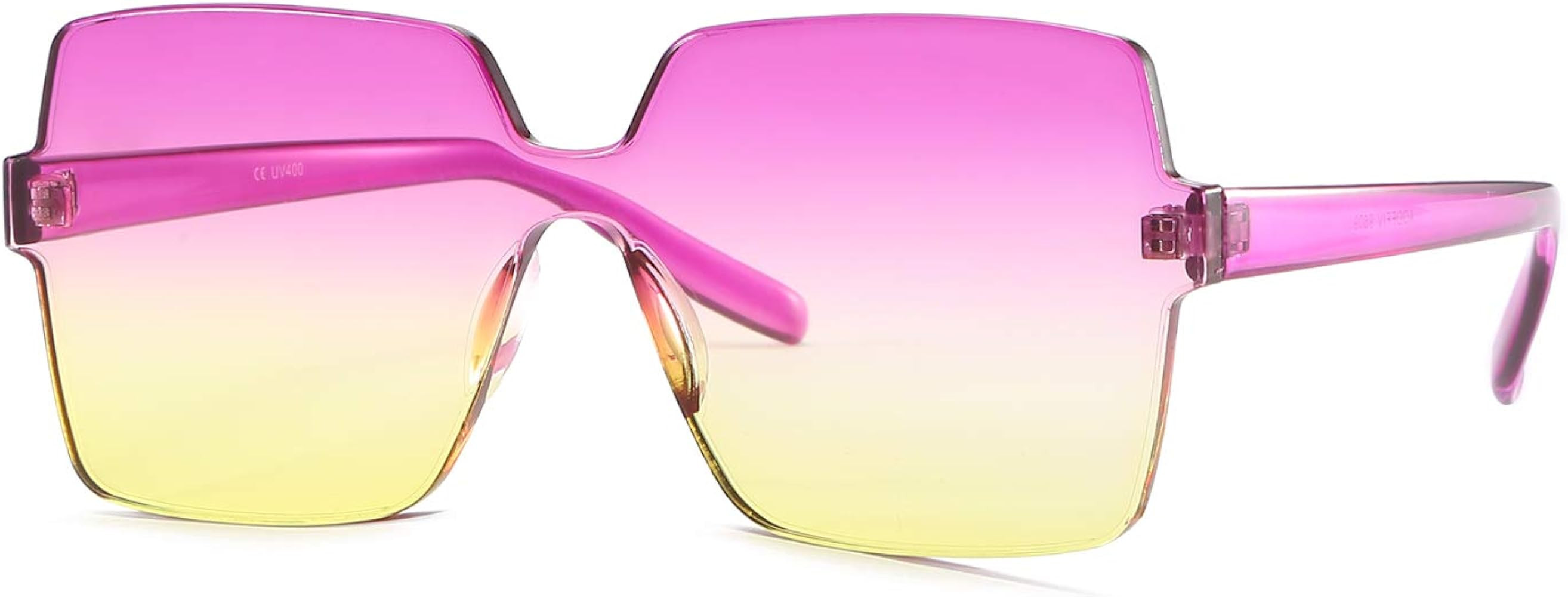 Amazon.com: Oversized Square Candy Colors Transparent Lens Rimless Frame Unisex Sunglasses : Clot... | Amazon (US)