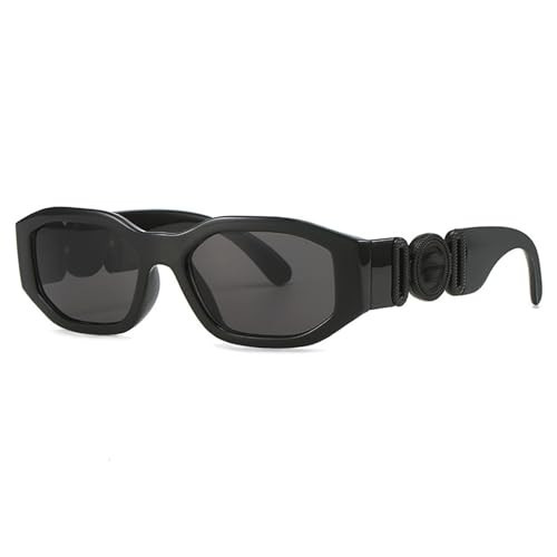 YouthMall Retro Rectangle Sunglasses for Women Men Trendy Thick Square Sun Glasses 90s Vintage Black Shades (Black/Black/Grey) | Amazon (US)