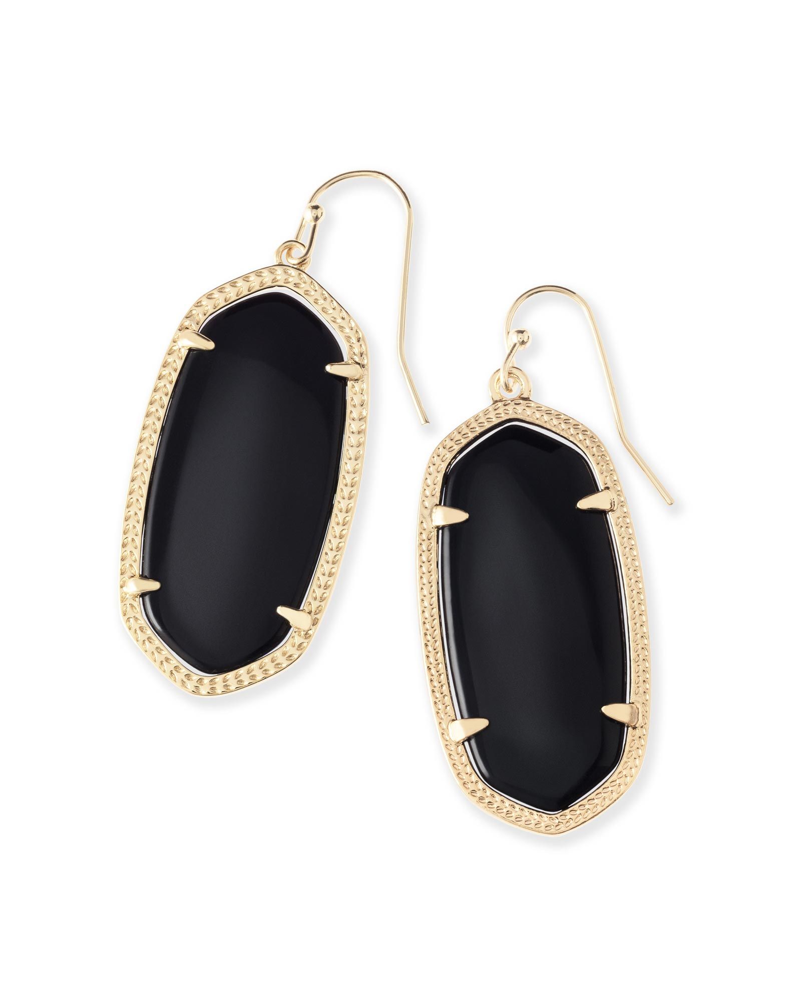 Elle Gold Earrings in Black | Kendra Scott