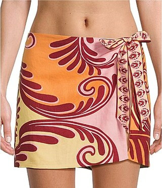 Farm Rio Arabesc Soft Yellow Print Mini Skirt Swim Cover-Up - S | Dillard's