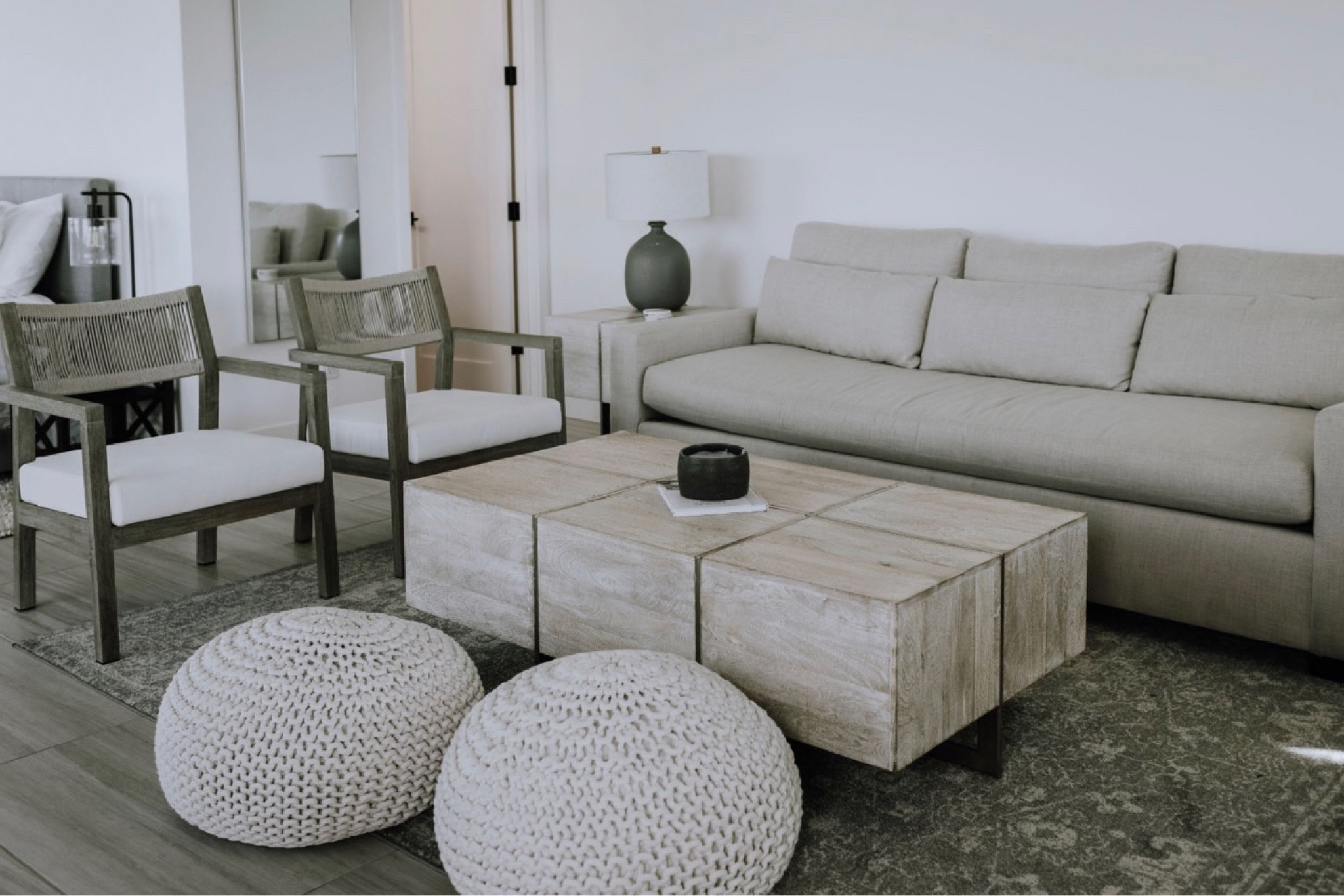 Neutral space. This couch is oversized and pulls out to a queen bed 

#LTKFind #LTKhome #LTKstyletip