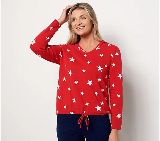 Quacker Factory French Terry Star Bright Hoodie | QVC