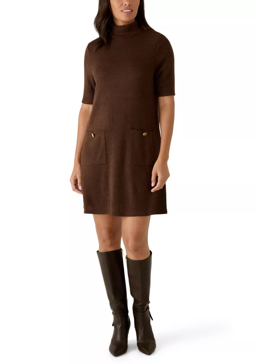 Women's Short Sleeve Sweater Shift Dress with Pockets | Belk