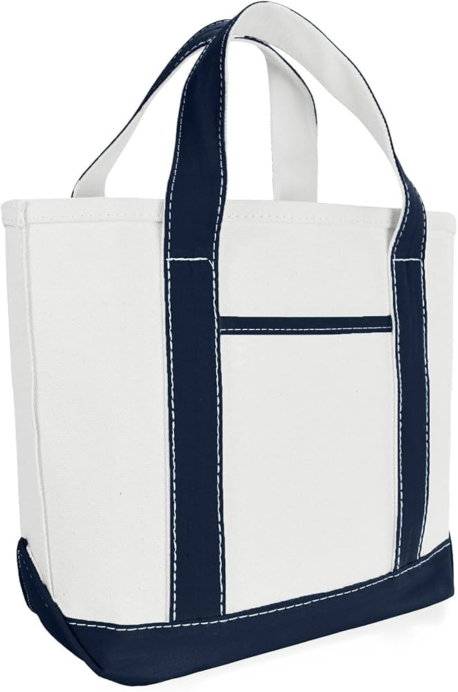 DALIX 14" Mini Small Cotton Canvas Party Favor Wedding Gift Tote Bag in Navy Blue | Amazon (US)
