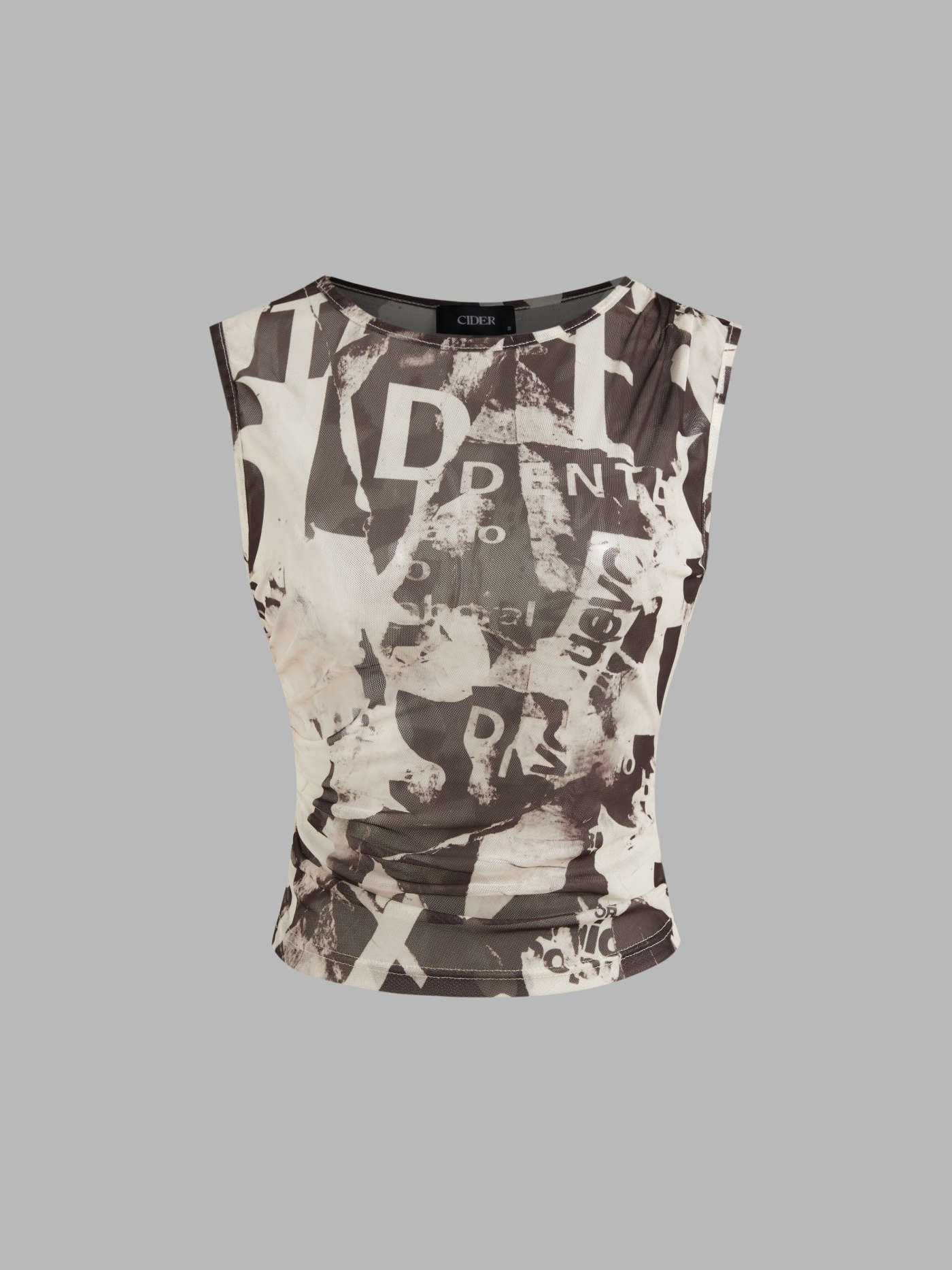 Y2K Outfits Cute Tops Mesh Mesh Round Neck Abstract Crop Tank Top For Music Festival/Live House | Cider