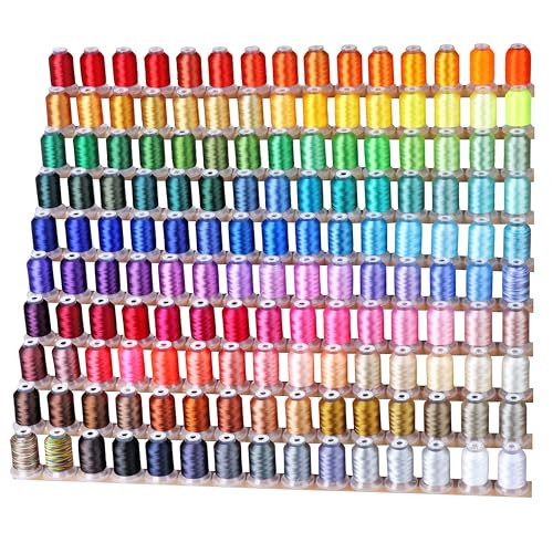 New brothread Mega Kit 150 Colors Compatible with Brother & Janome Polyester Embroidery Machine Thread 40WT 500M/550YD Compatible with Brother Babylock Janome Singer Pfaff Husqvarna Bernina Machines | Amazon (US)