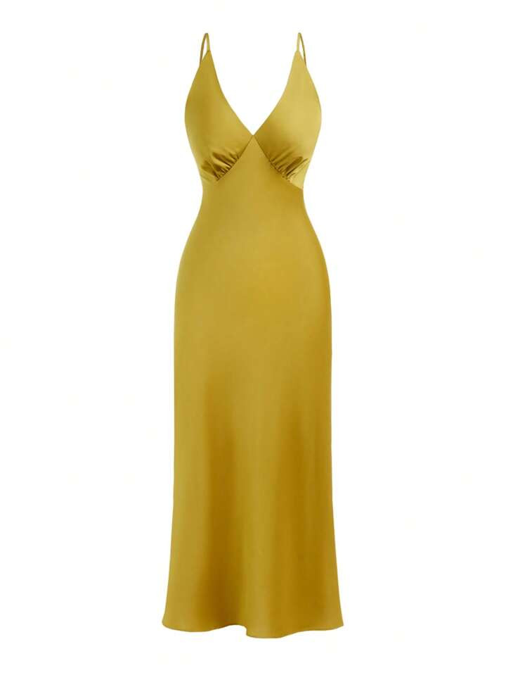 SHEIN Leisure Comfortable Satin-Like Slip Dress, Women's Silky Nightdress | SHEIN