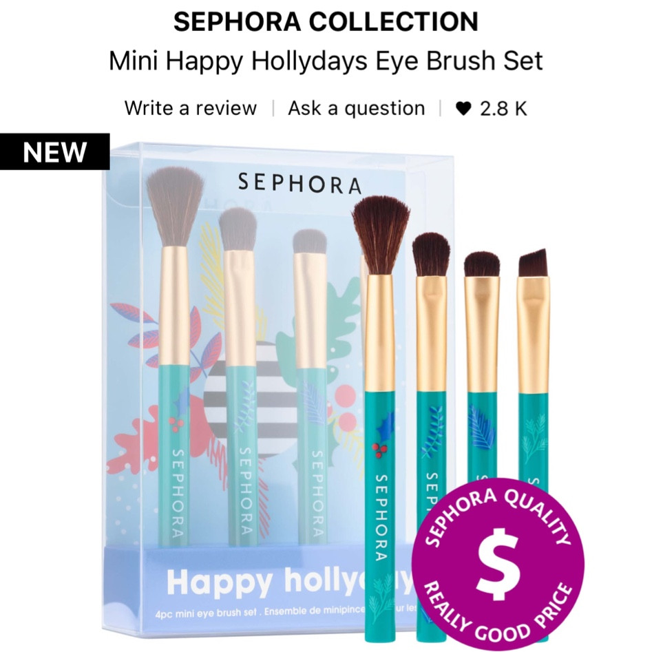 The best deal for an eye brush set right now. Holiday set at sephora. Sets will go fast! 

#LTKsalealert #LTKHoliday #LTKbeauty