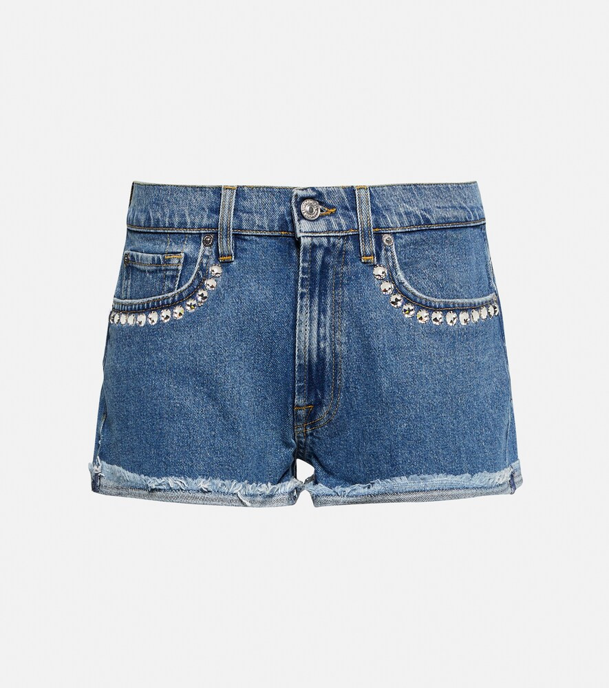 7 For All Mankind Crystal-embellished denim shorts | Mytheresa (INTL)