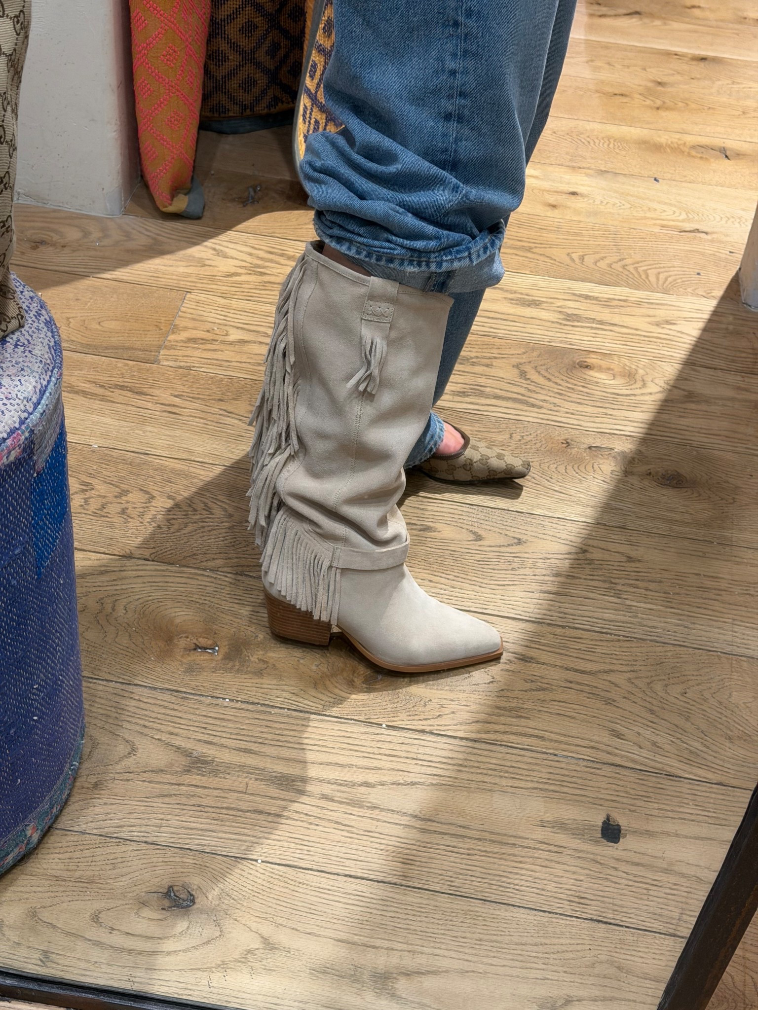 Free People fringe boots from yesterday’s reel! I got 1/2 size up. 