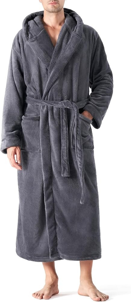 DAVID ARCHY Men's Soft Fleece Plush Robe Full Length Long Bathrobe | Amazon (US)