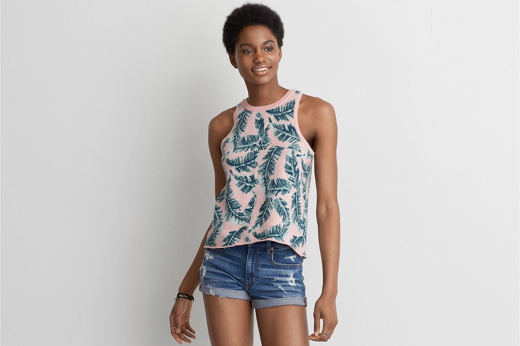 AEO Patterned Sweater Tank , Coral | American Eagle Outfitters (US & CA)