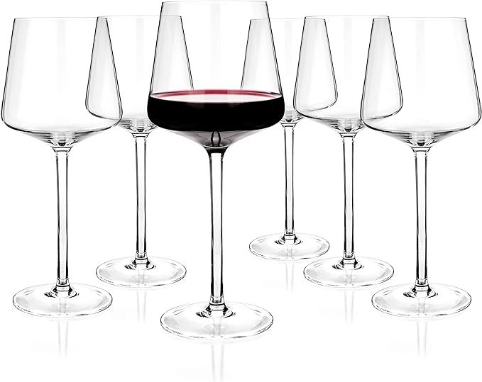 Luxbe - Crystal Wine Glasses Set 6, - Red White Wine Large Glasses - 100% Lead-Free Glass - Pinot... | Amazon (US)