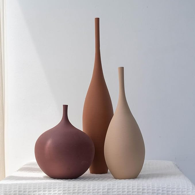Ceramic Modern Vase Set of 3 Farmhouse Decorative Vase Minimalist Aesthetic Vases for Centerpiece... | Amazon (US)