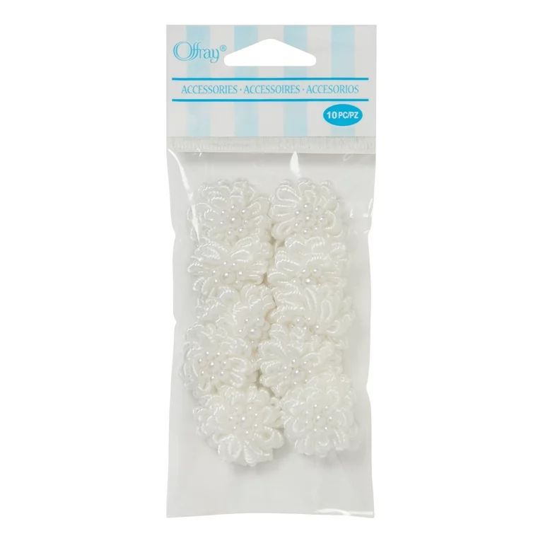 Offray Accessories, White Elegant Flower with Pearls Accessory, 10 count, Nylon, Hand Made, 1 Pac... | Walmart (US)