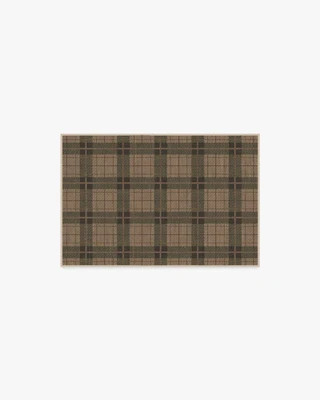 Alfie Plaid Natural & Green Rug | Ruggable