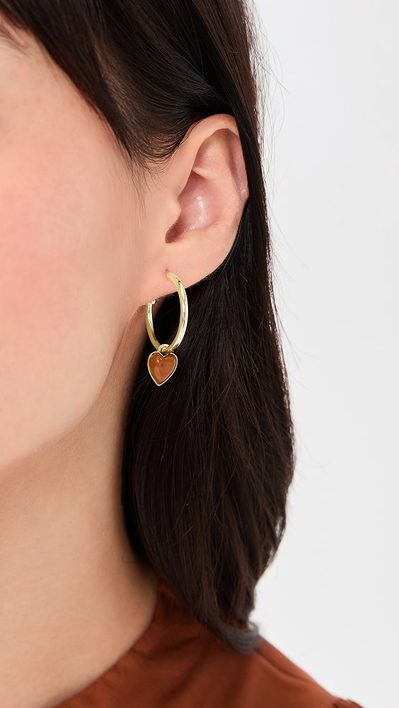 Puffy Heart Charm Huggie Hoop Earrings | Shopbop