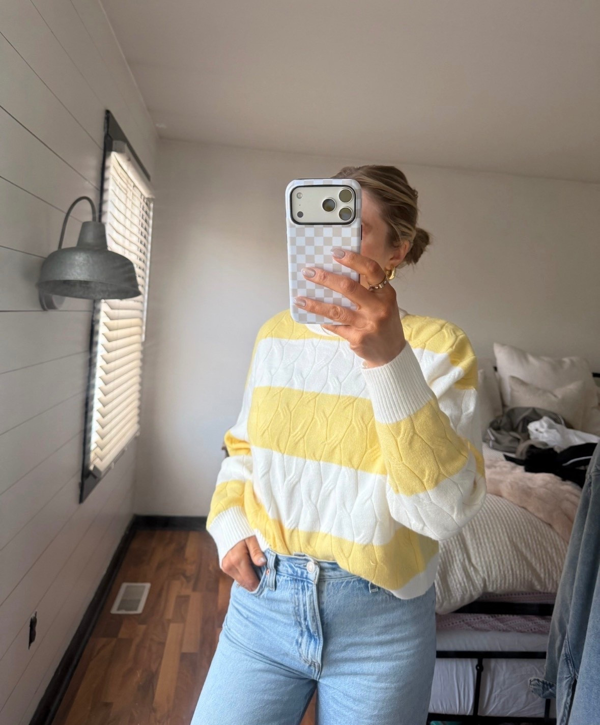 This sweater is such a happy spring piece. The soft yellow stripes feel fresh and bright, and it’s one of those easy throws that still looks put together with denim.

spring sweaters, striped sweater, yellow outfit, casual everyday outfit, denim outfit, effortless style, spring outfits, neutral spring style, SavannahK 

#LTKootd #LTKSeasonal #LTKgrwm