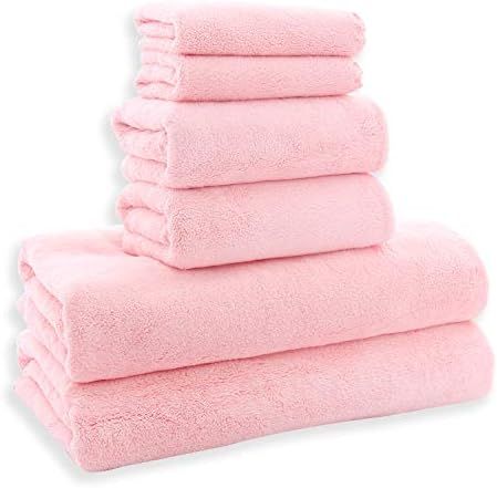 MoonQueen Ultra Soft Towel Set - Quick Drying - 2 Bath Towels 2 Hand Towels 2 Washcloths - Microf... | Amazon (US)