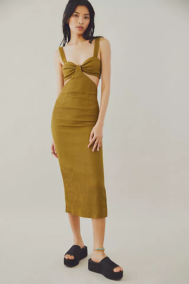 Shona Joy Simone Gathered Cut Out Midi Dress | Free People (Global - UK&FR Excluded)