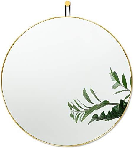 Harmati Round Mirror Circle Gold - Circular Mirror 20 Inch Metal Framed Wall Mounted, Hanging Bra... | Amazon (US)