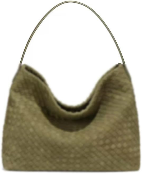 Woven Suede Shoulder Bag for Women Suede Hobo Bag Tote Elegant Handbag Satchel for Work Travel | Amazon (US)