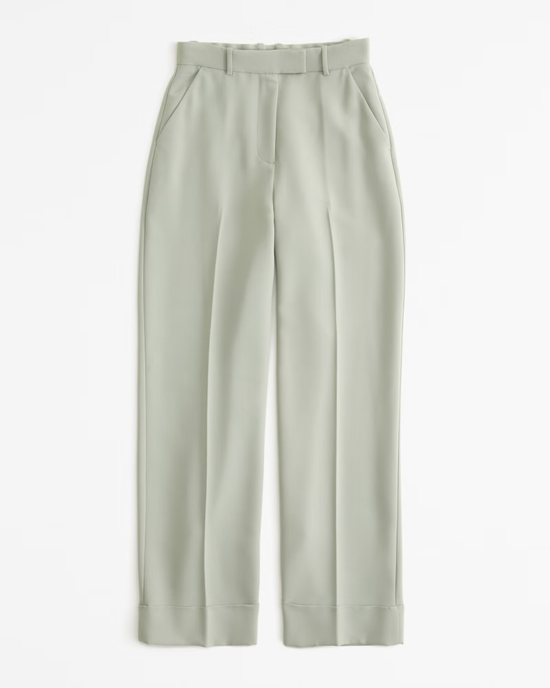 Curve Love Cuffed Hem Tailored Wide Leg Pant | Abercrombie & Fitch (US)