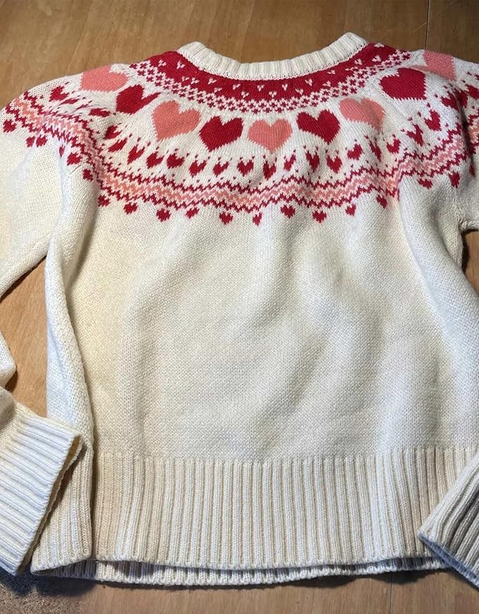 Women's Heart Crewneck Pullover Sweater Long Sleeve Knit Jumper Top Casual Cute Pattern Fall Wint... | Amazon (US)