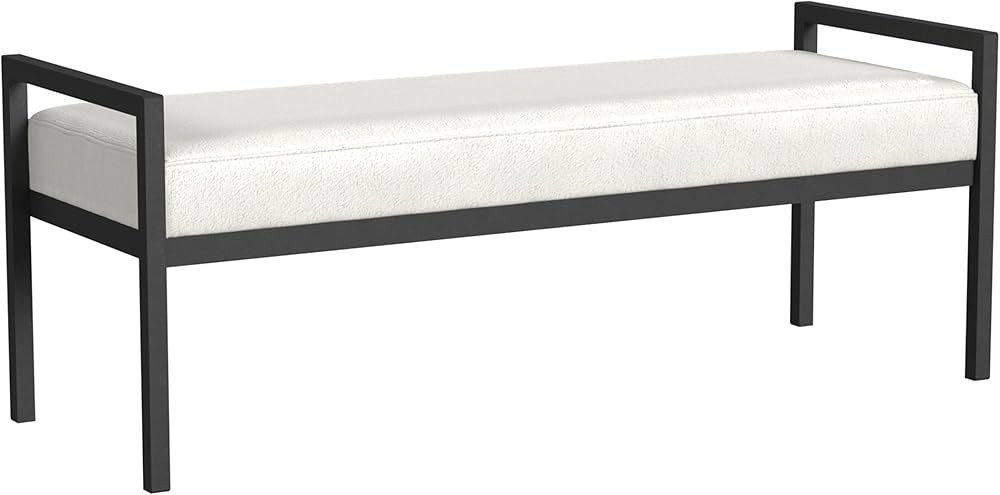 HomePop Modern Metal Bench for Living Room & Bedroom | Decorative Home Furniture, Large, Cream Bo... | Amazon (US)