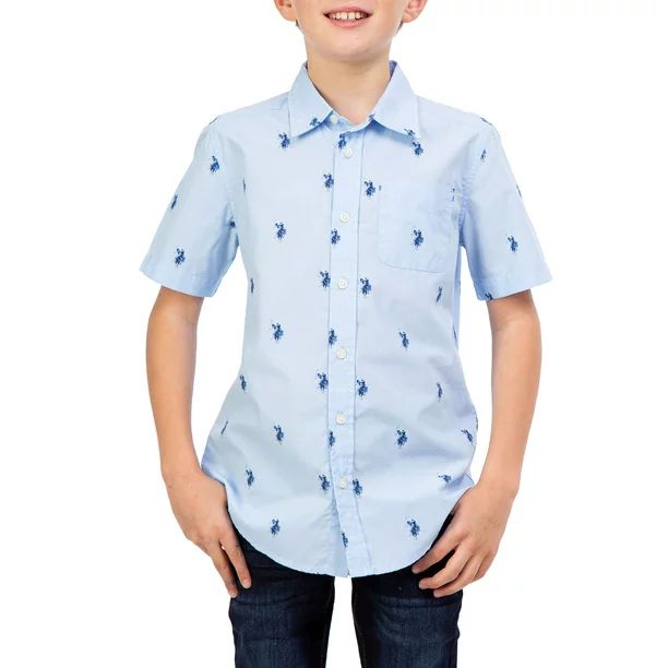 U.S. Polo Assn. Boys Woven Button Down Shirt, Sizes 4-18 - Walmart.com | Walmart (US)