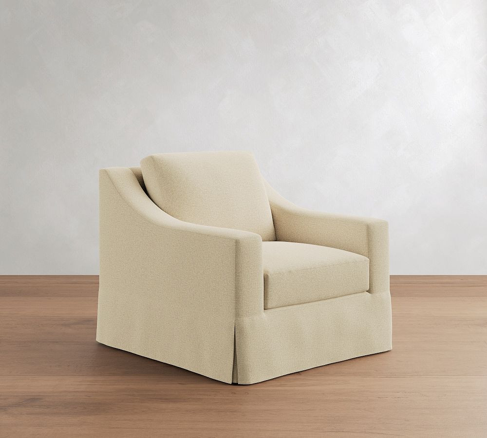 York Slope Arm Slipcovered Swivel Chair | Pottery Barn (US)
