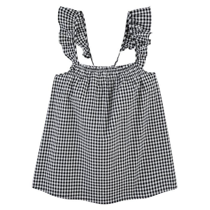 Gingham Cotton Cami with Ruffled Straps | La Redoute (UK)