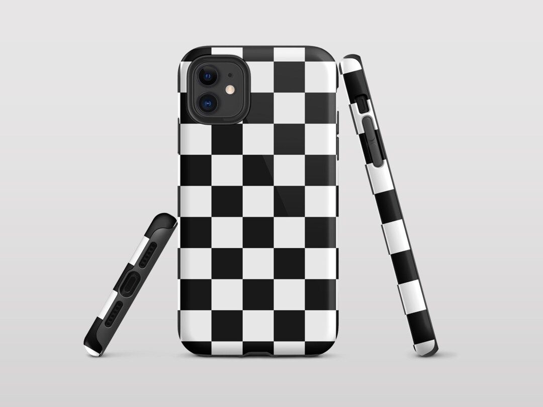 Black Checkered Tough iPhone Case | Etsy (US)