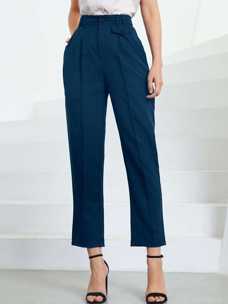 Slant Pocket Solid Tailored Pants | SHEIN