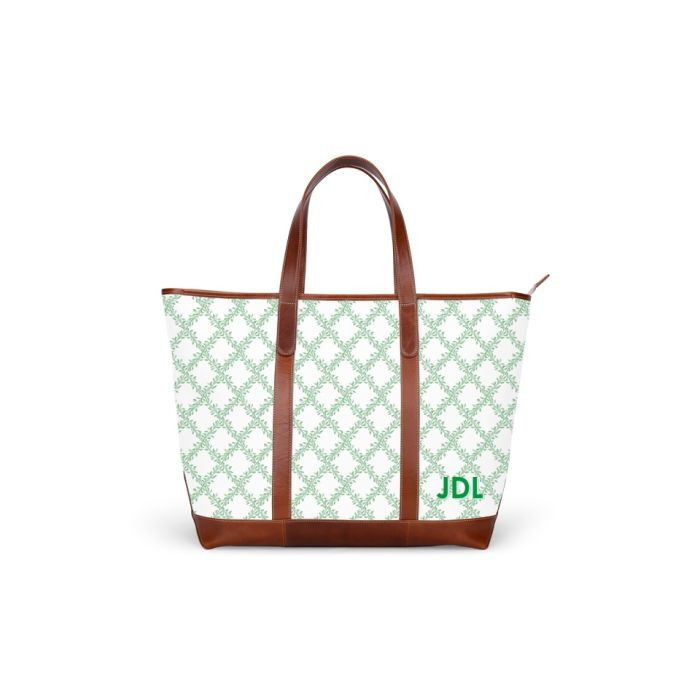 St. Charles Zippered Yacht Tote - Fenwick Fields Monogram Stripe | Barrington Gifts