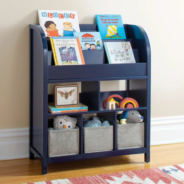 Martha Stewart Kids' Jr. Book and Bin Browser - Navy: Children's Wooden Bookshelf, Toddler Toy St... | Walmart (US)