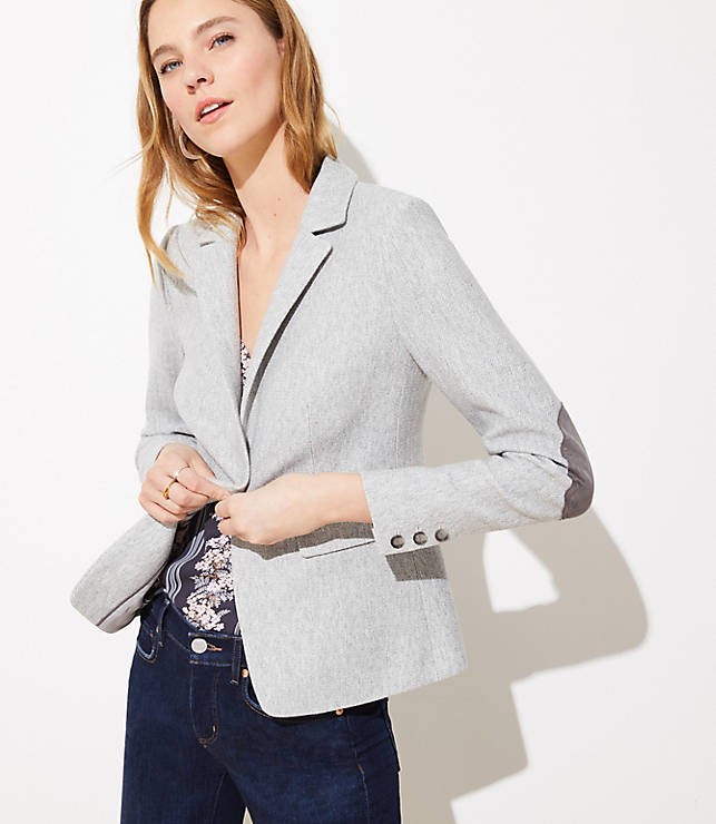 Herringbone Knit Modern Blazer | LOFT