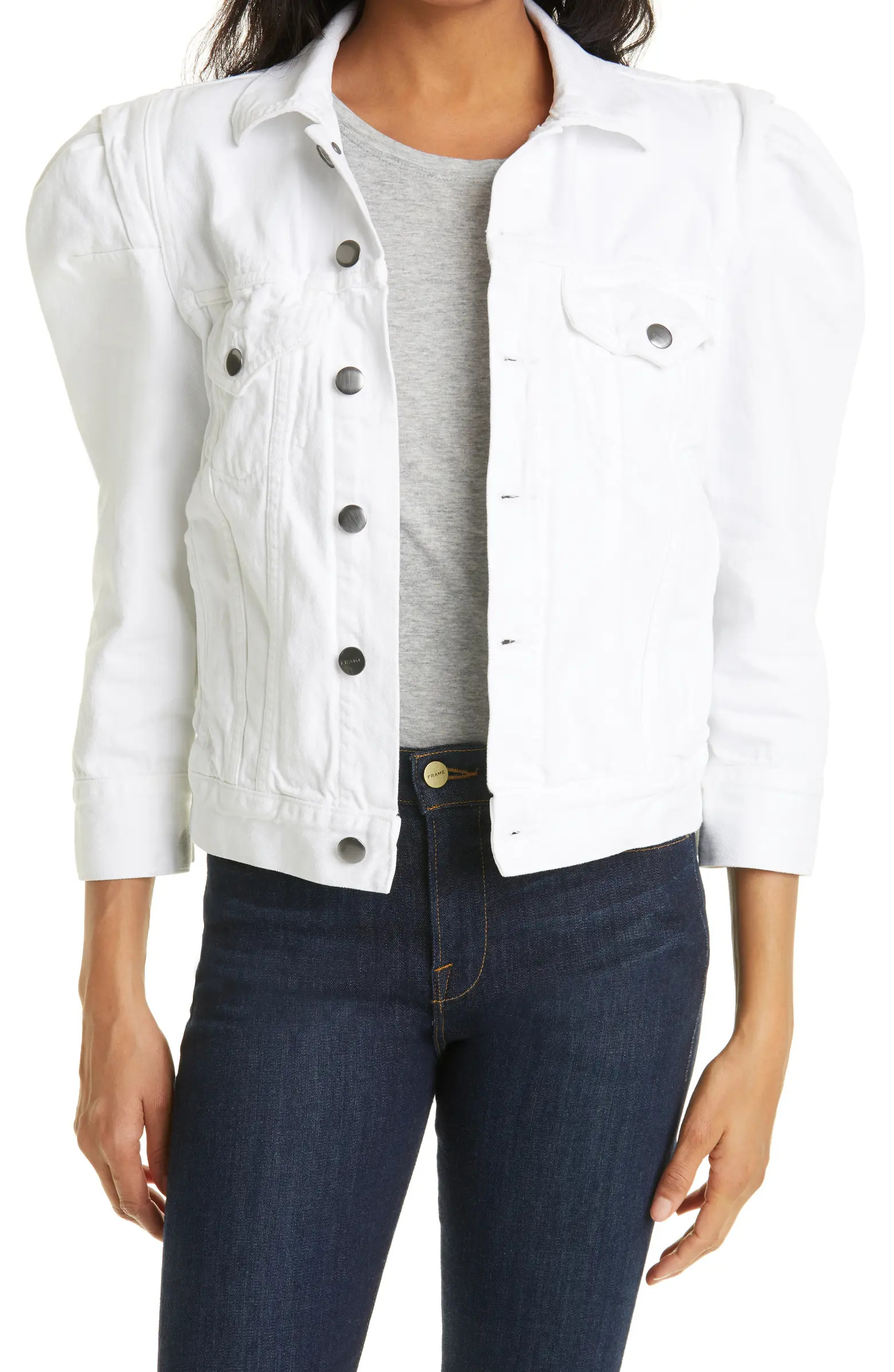 Rosette Puff Sleeve Denim Jacket | Nordstrom
