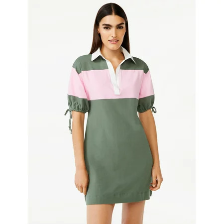Free Assembly Women's Polo Mini Dress with Tie Sleeves | Walmart (US)