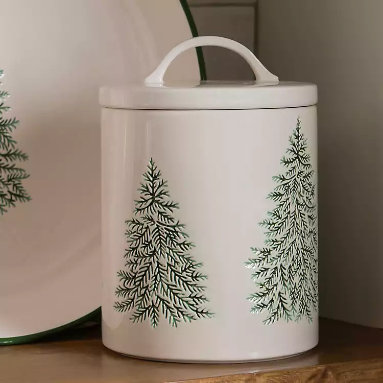 Evergreen Trees Embossed Canister | Kirklands