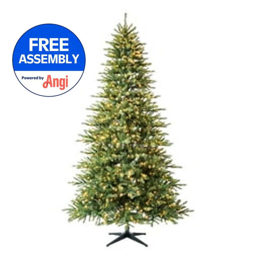 9' Pre-Lit Milford Pine Green Artificial Christmas Tree with LumaDazzle Color-Changing Twinkle LE... | Walmart (US)