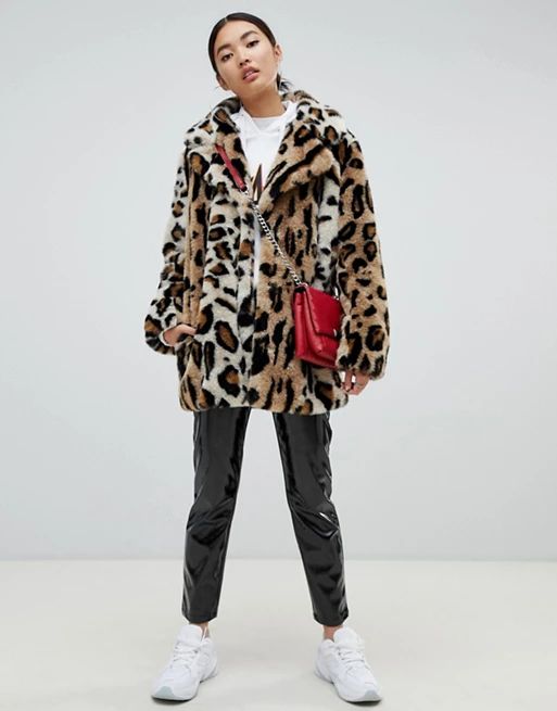 Na-kd faux fur leopard print short jacket | ASOS UK