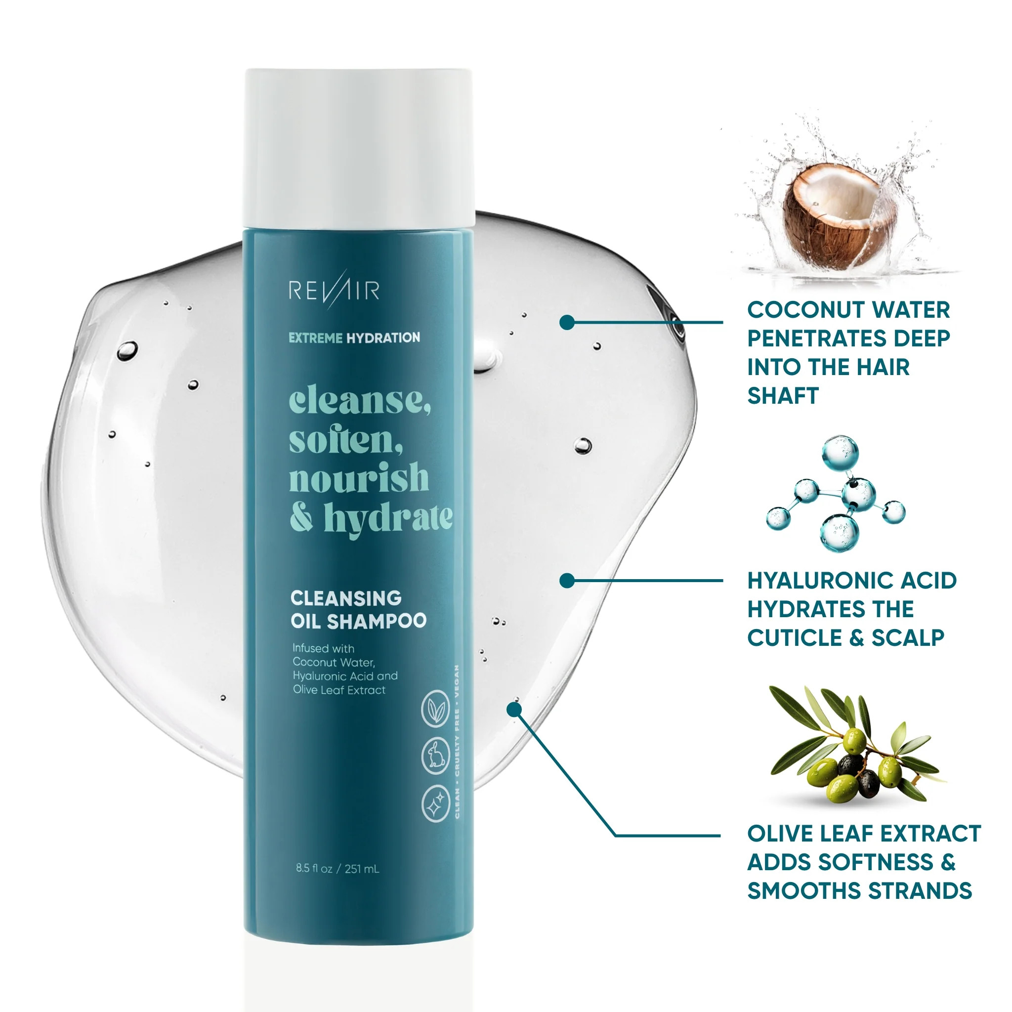 RevAir Cleansing Oil Shampoo (8.5 oz) vegan oil shampoo to hydrate and cleanse | RevAir