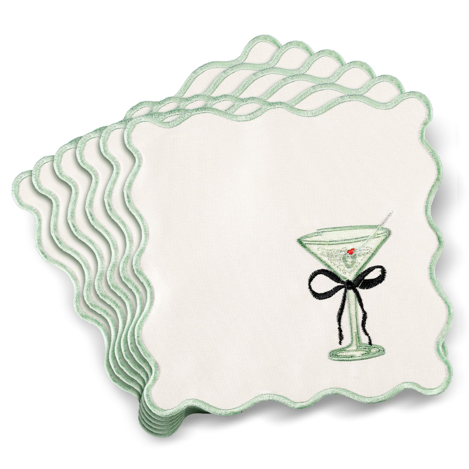 12 Pcs Martini Cocktail Napkins Cloth Scalloped Embroidery a Tini Bit Older Party Supplies 6"x6" ... | Amazon (US)