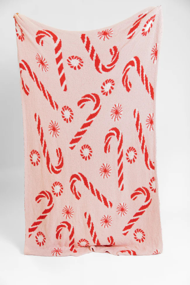 Make Me Believe Candy Canes Blanket DOORBUSTER | Pink Lily