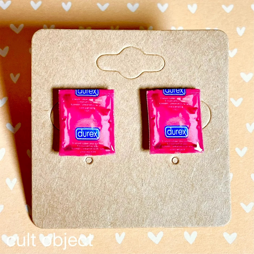 Condom Stud Earrings Pink Miniature Condom Jewelry Accessories - Etsy | Etsy (US)