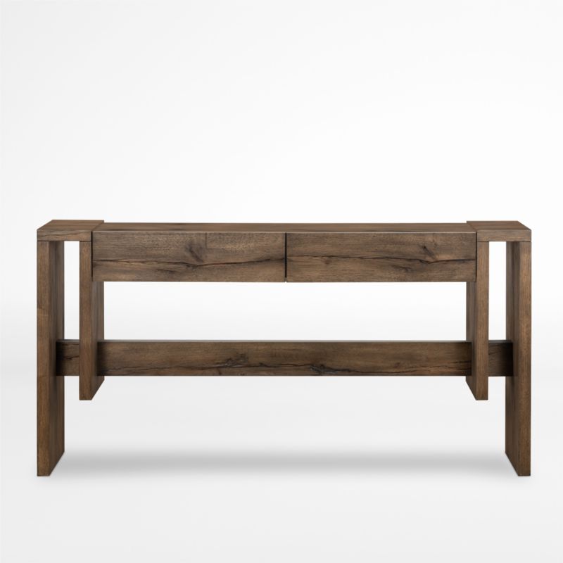 Cleave Oak Wood Storage Console Table + Reviews | Crate & Barrel | Crate & Barrel