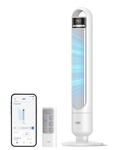 DREO Smart Tower Fan for Bedroom, 90° Oscillating Standing Fans for Room with 4 Speeds, 4 Modes, 28dB Quiet for Sleep, 26ft/s Velocity, 8H Timer, Remote/App/Voice Control for Living Room, Office, Home | Amazon (US)