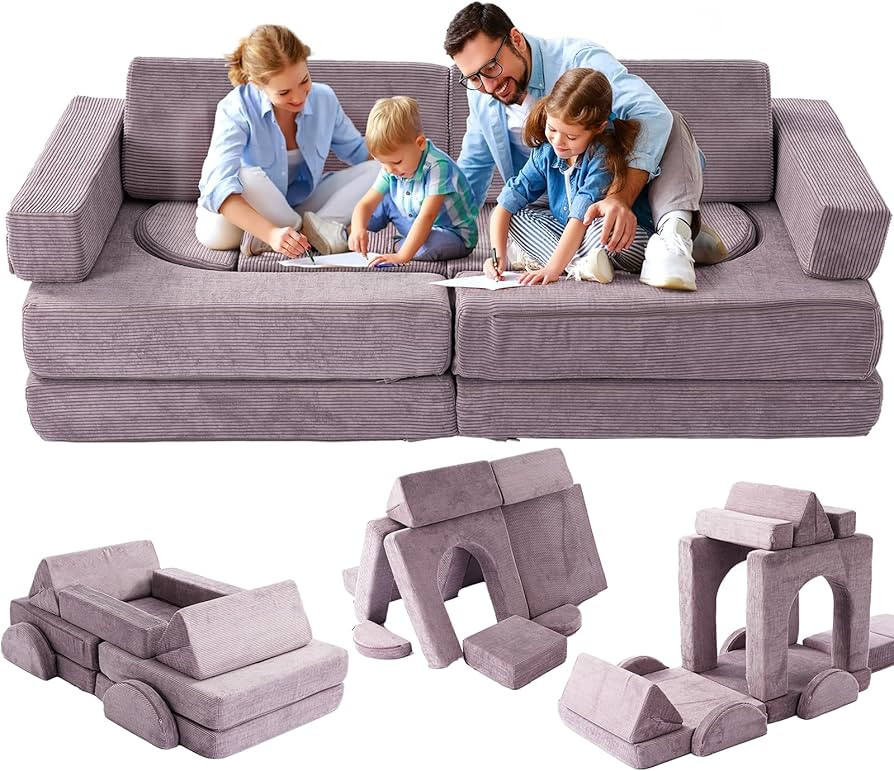 Modular Kids Play Couch, 14PCS Nugget Couch Toddler Building Fort, Versatile 500+DIY Creativing P... | Amazon (US)