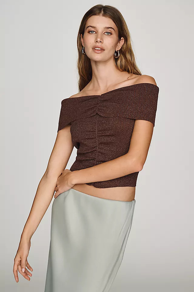 Off-Shoulder Shine Knit Top | Anthropologie (US)